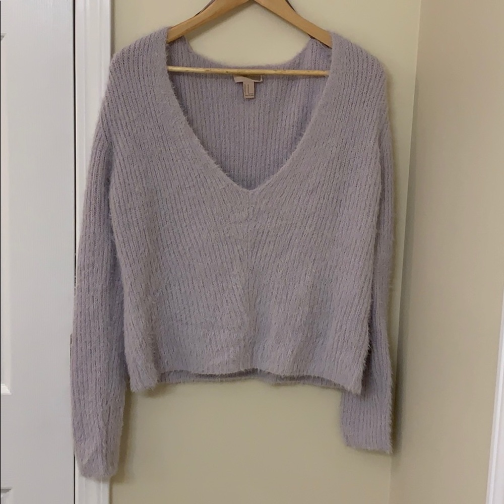 Fuzzy purple sweater